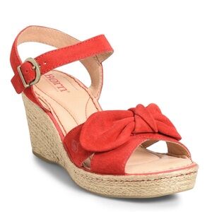 Børn Monticello Knotted Wedge Sandal Red Suede Size 10 NWOT